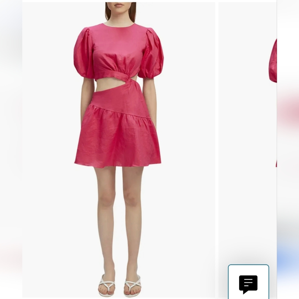 Bardot linen cutout dress